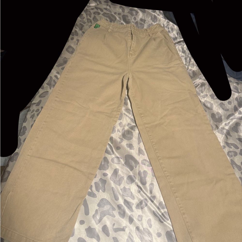 Tan Wide-Leg Corduroy Pants